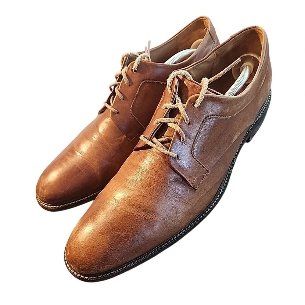 Cole Haan Grand OS Mens Brown Leather Cap Toe Oxford Dress Shoes‎